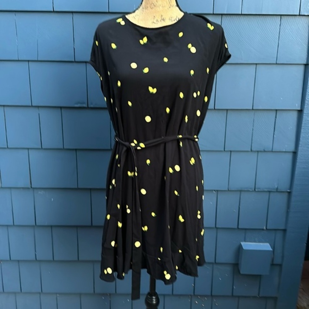 🖤🍋🖤Pop sugar dress black lemons large crepe mini tunic